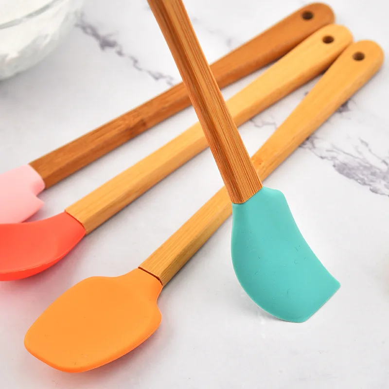 5 Pack Silicone Spatula Mini Spatulas Scrapers with Bamboo Handle for Cooking Baking Nonstick Cookware Kitchen Utensils | Дом и сад