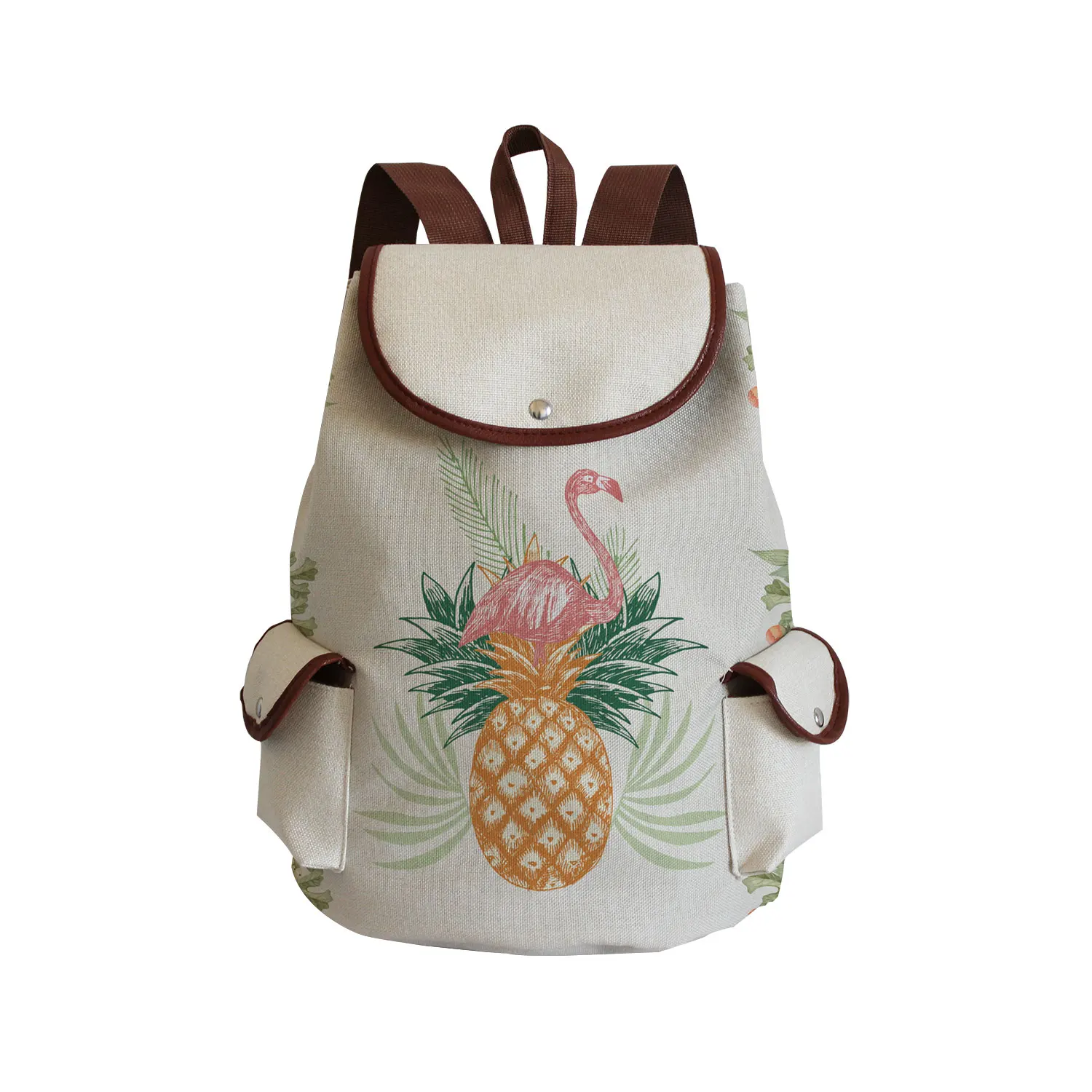 Рюкзак на шнурке с принтом ананаса фламинго модная простая школьная сумка