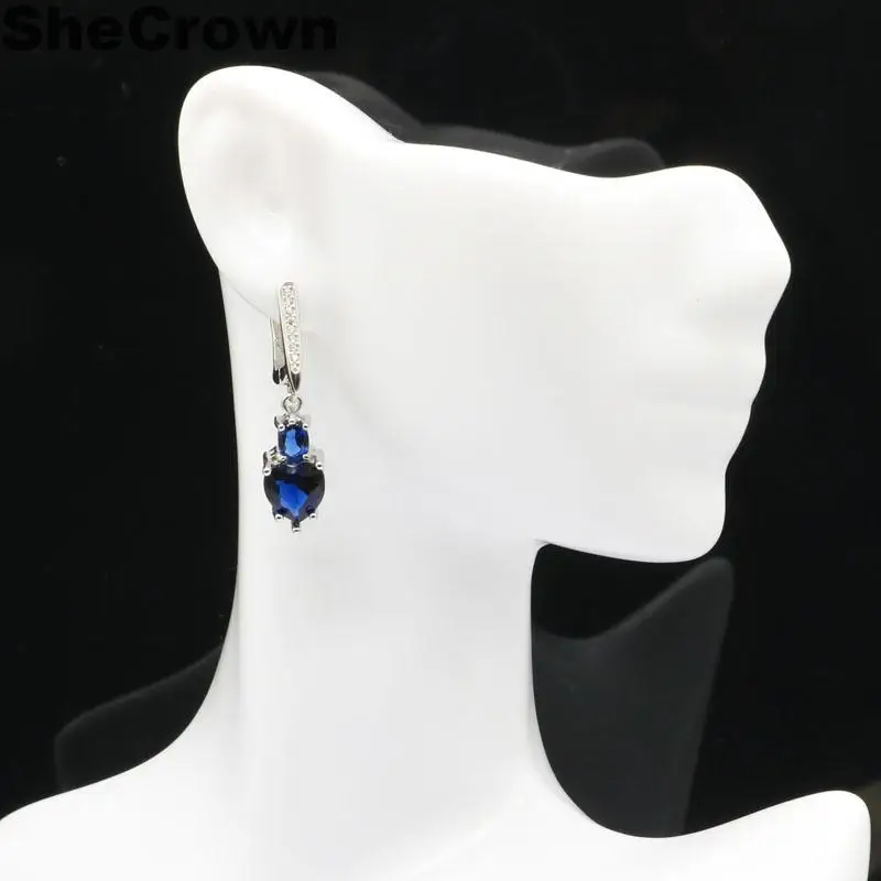 Серьги Серебряные в форме сердца из танзанита 34x8 мм|gold silver earrings|earrings stylelondon blue topaz |