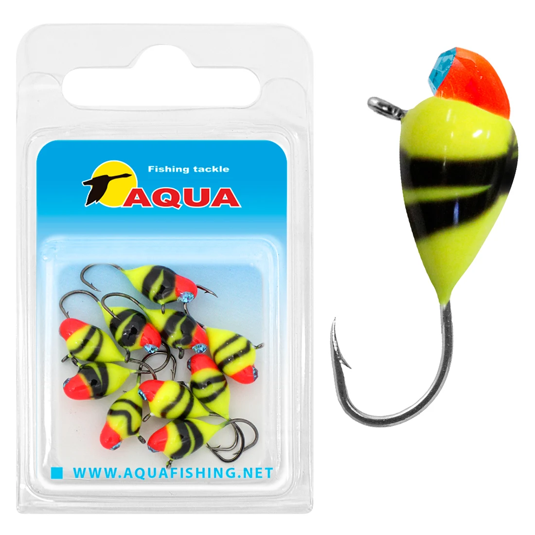 Мормышка вольфрамовая AQUA Капля с ушком обмазка c винтом и камнем вес от 0 55 до 2 00g (10