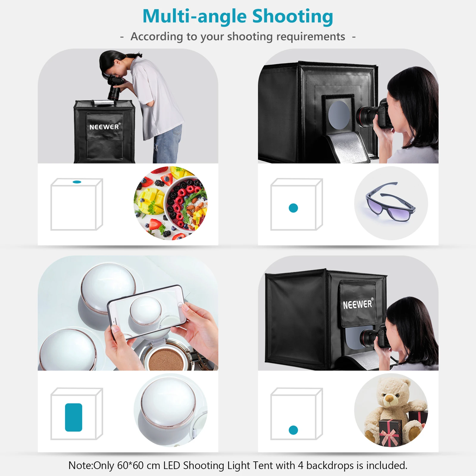

Neewer Photo Studio Light Box Shooting Light Tent Adjustable Brightness Foldable Professional Booth Table Photography Lighting