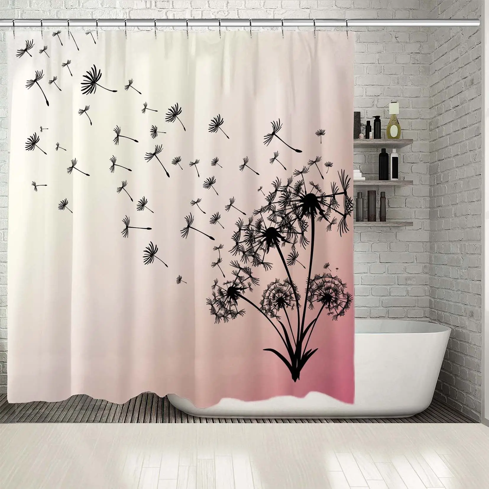 Занавеска для душа Одуванчик цветы летающие на воздухе летние дикие растения