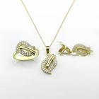 Комплект из колье, серёг и кольца, из серебра 925 пробы