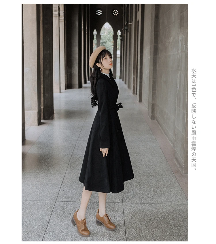 Французское ретро пальто Хепберн маленькое шерстяное для девушек студенток