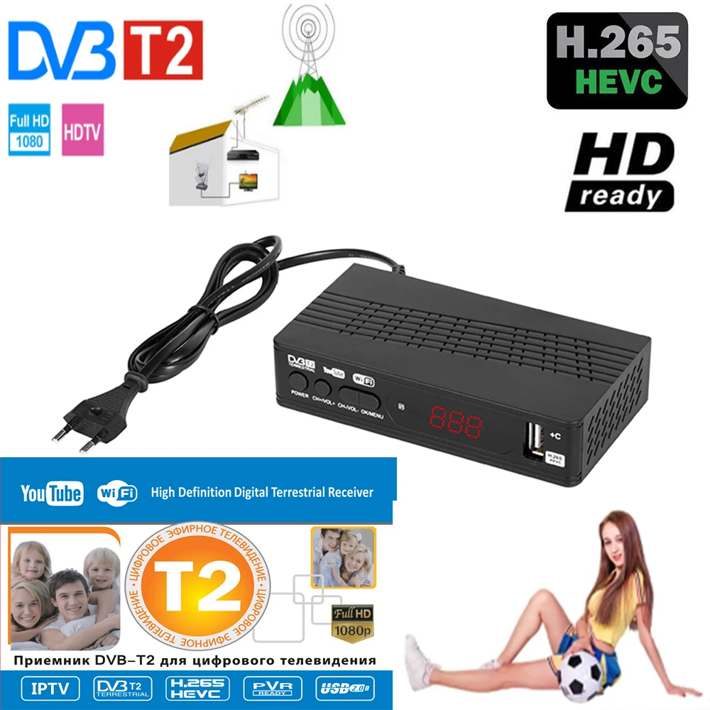 

HD 1080P Pantesat HD120 FTA HEVC 265 DVB T2 Digital TV Tuner H.265 TV Receptor Full HD DVBT2 Set-top Box Wifi Receiver DVB-T Hot