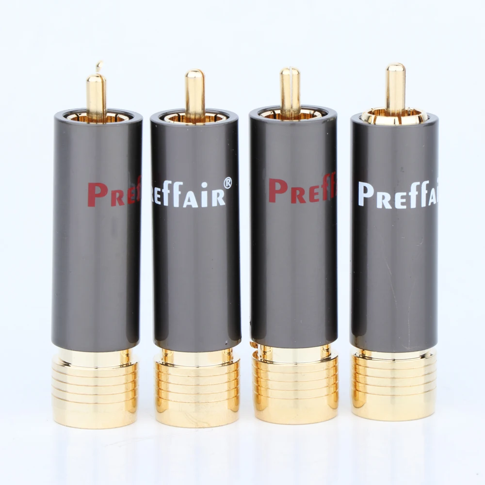 

Preffair 4PCS R1713 High Performance Audio RCA Brass body and locking collet Connectors RCA connector plug