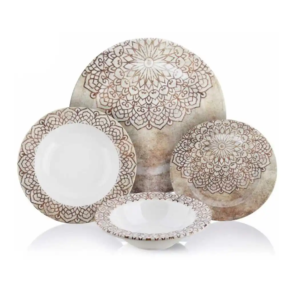 

Gravrl Pattern 24 Piece Dinnerware plate serving bowl set tableware presentation banquet team