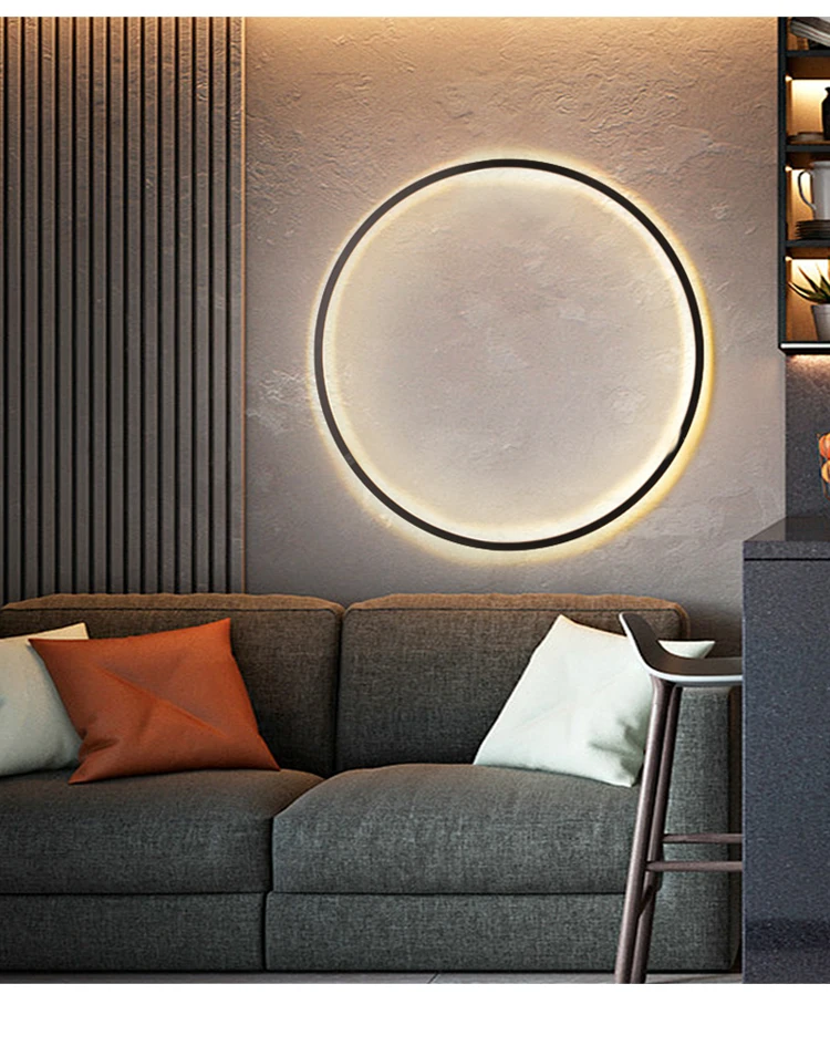 Simple Ring Circle Led Wall Lamps Living Room Decoration Living Room Bedroom Bedside Aisle Corridor Moon Indoor Lighting Fixture sconce light