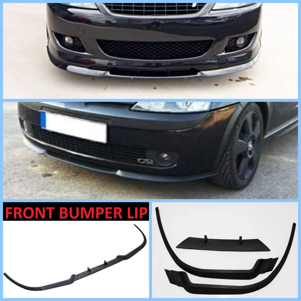 For Opel Corsa C CUPRA R FRONT SPOILER BUMPER LIP Euro Spoiler Lip Universal 3 pcs Body Kit Splitter Car Accessories Protector - купить по