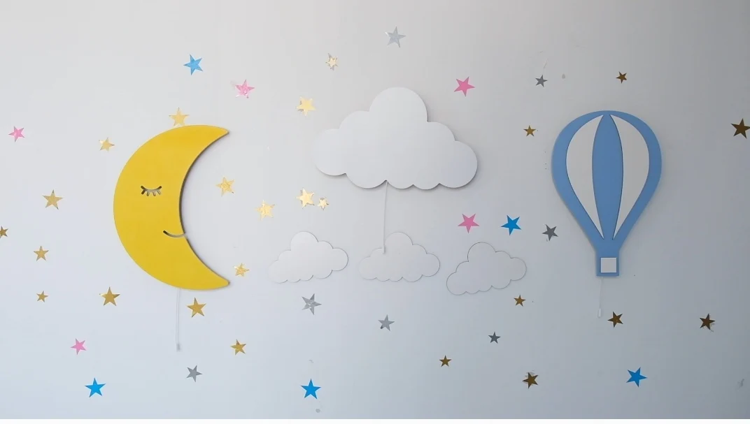 

Set of 3- Kids Night Lamp Baby Toy Lamp Night Light Wooden Wall Light Baby Shower Lamp Kids Bedside Decoration