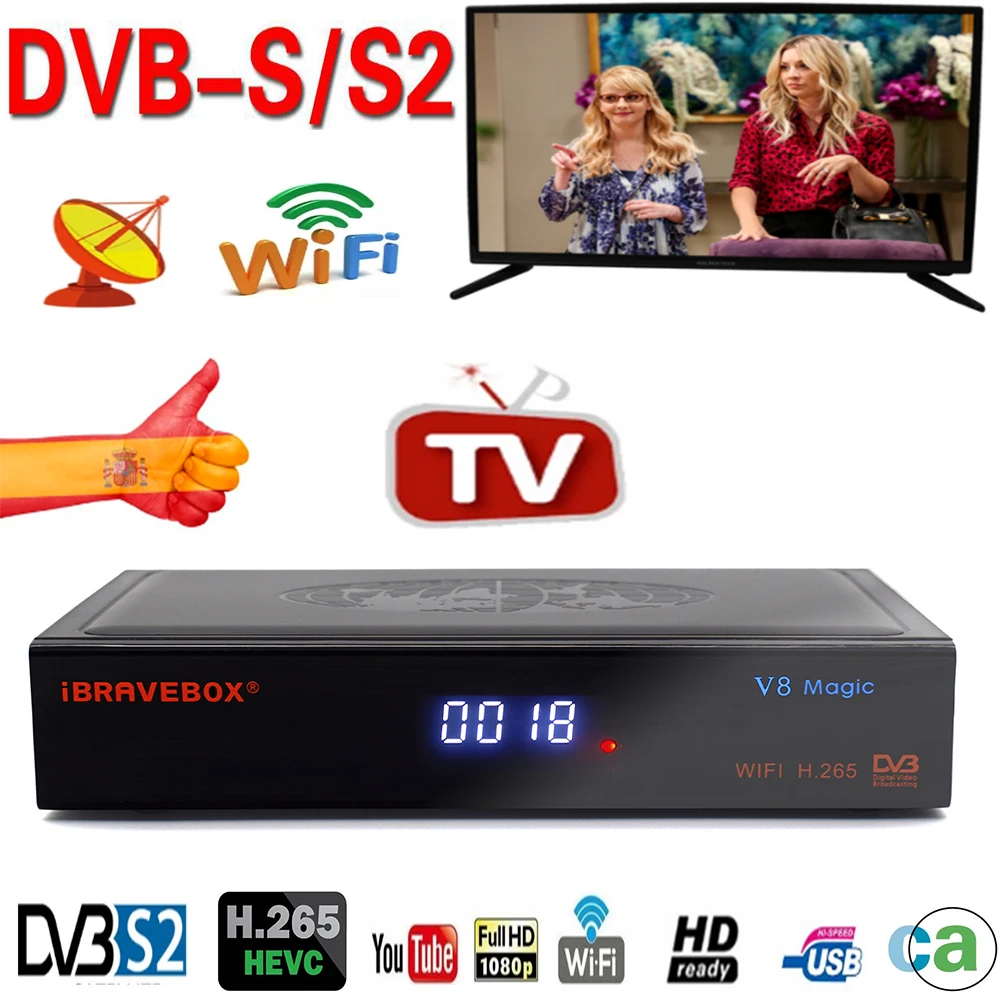 

IBRAVEBOX V8Magia ricevitore satellitare combinazione HD digitale H.265 DVB S2 WIFI integrato CS ricevitore TV europe stabil