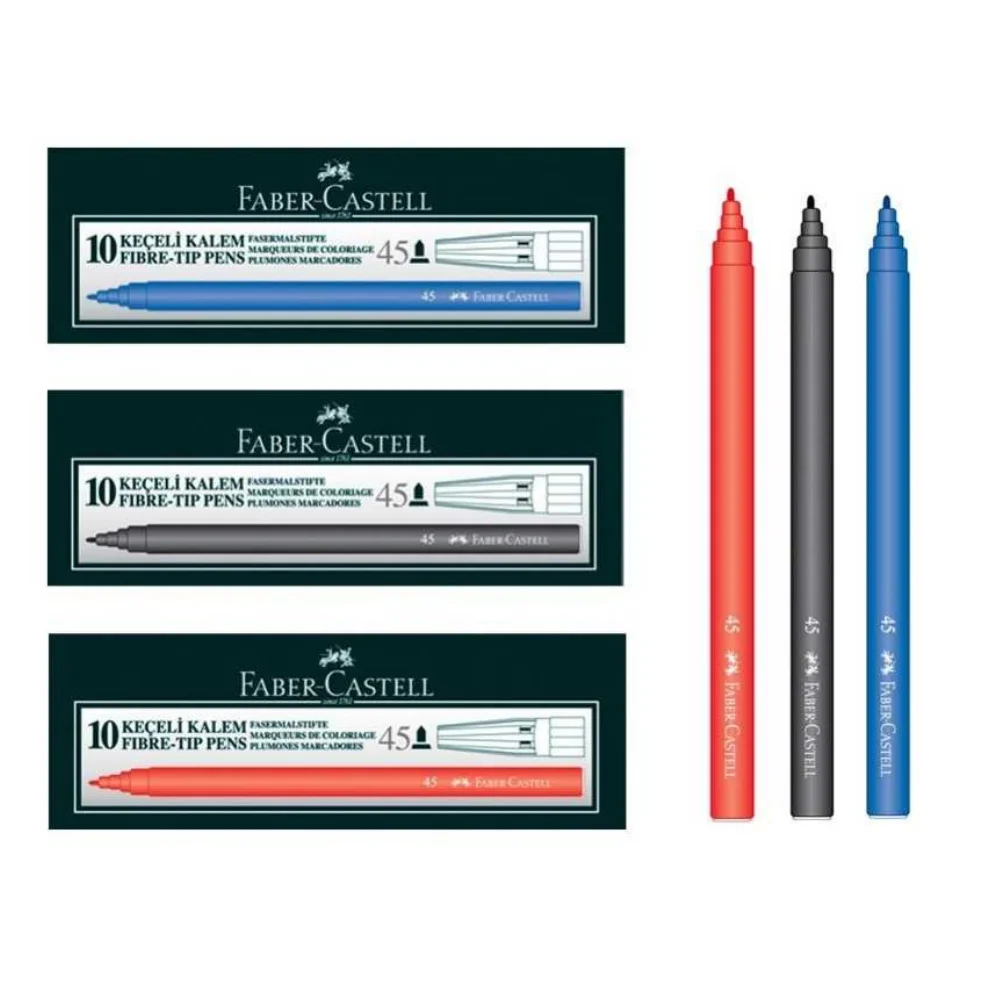 

Фетровая ручка Faber Castell, 10 шт., красная, черная, синяя бумага, картонная доска, канцелярские принадлежности, чернила на водной основе для рисов...