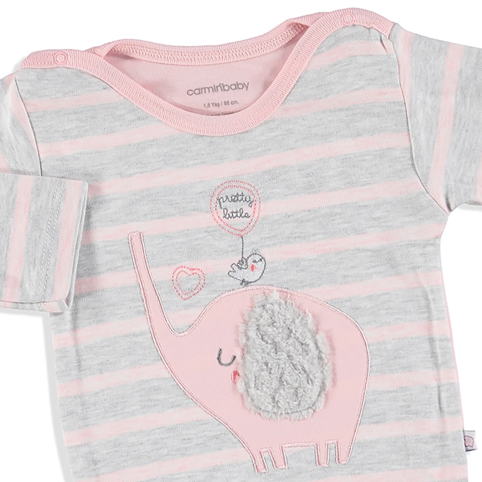 Боди с длинными рукавами интерлоком и изображением маленького слона ebebek Carmin| |