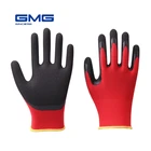 Механические перчатки GMG из красного полиэстера, черные нитриловые перчатки с песочным покрытием, рабочие перчатки
