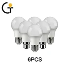 Светодиодная лампа A60, 9 Вт, 6 шт.лот, высокая яркость, E27, B22, лампада 220-240 В, 3000 К, 6000 К, Bombilla