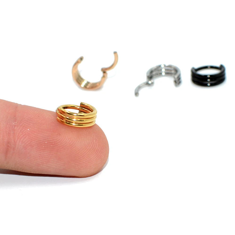40 шт. стальной сегмент Ohr Knorpel Schmuck трио слой пирсинг для носовой перегородки Кольца для носа кольцо Лабрет ушной хрящ Daith серьги-улитки