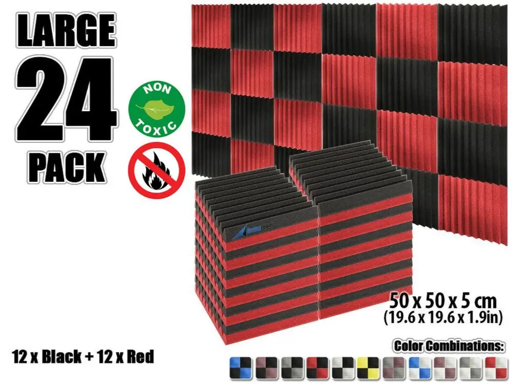 Black and Red Arrowzoom 24 шт. 19," x 19,6" x 1," Цветная комбинация клиновая плитка студия Звукопоглощающая Панель акустическая обработка пены - Цвет: Black and Red