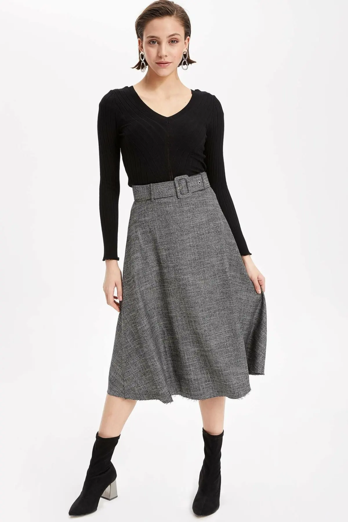 Дефакто Женская трикотажная юбка элегантные повседневные женские юбки с высокой