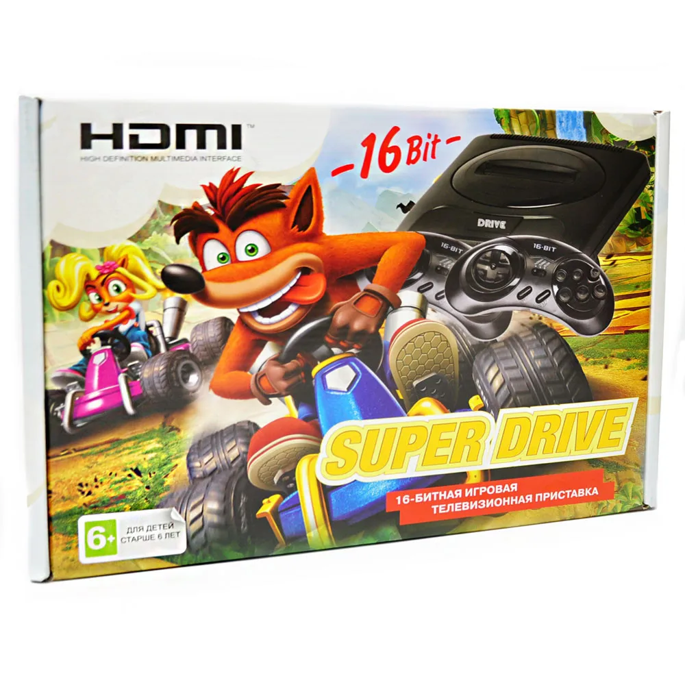 Игровая приставка Sega Super Drive Crash + картридж (24-in-1) HDMI | Электроника