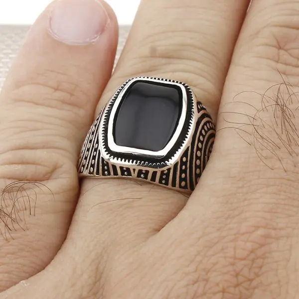 

Guaranteed high quality men's ring 925 silver Onyx Special offer for a limited time Buy two pieces and get the third for free