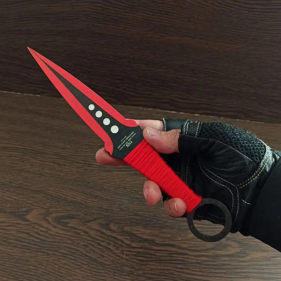 Нож Toby kunai Красно черный камуфляж из дерева 1:1 цветной Standoff сувенирный Тоби кунай
