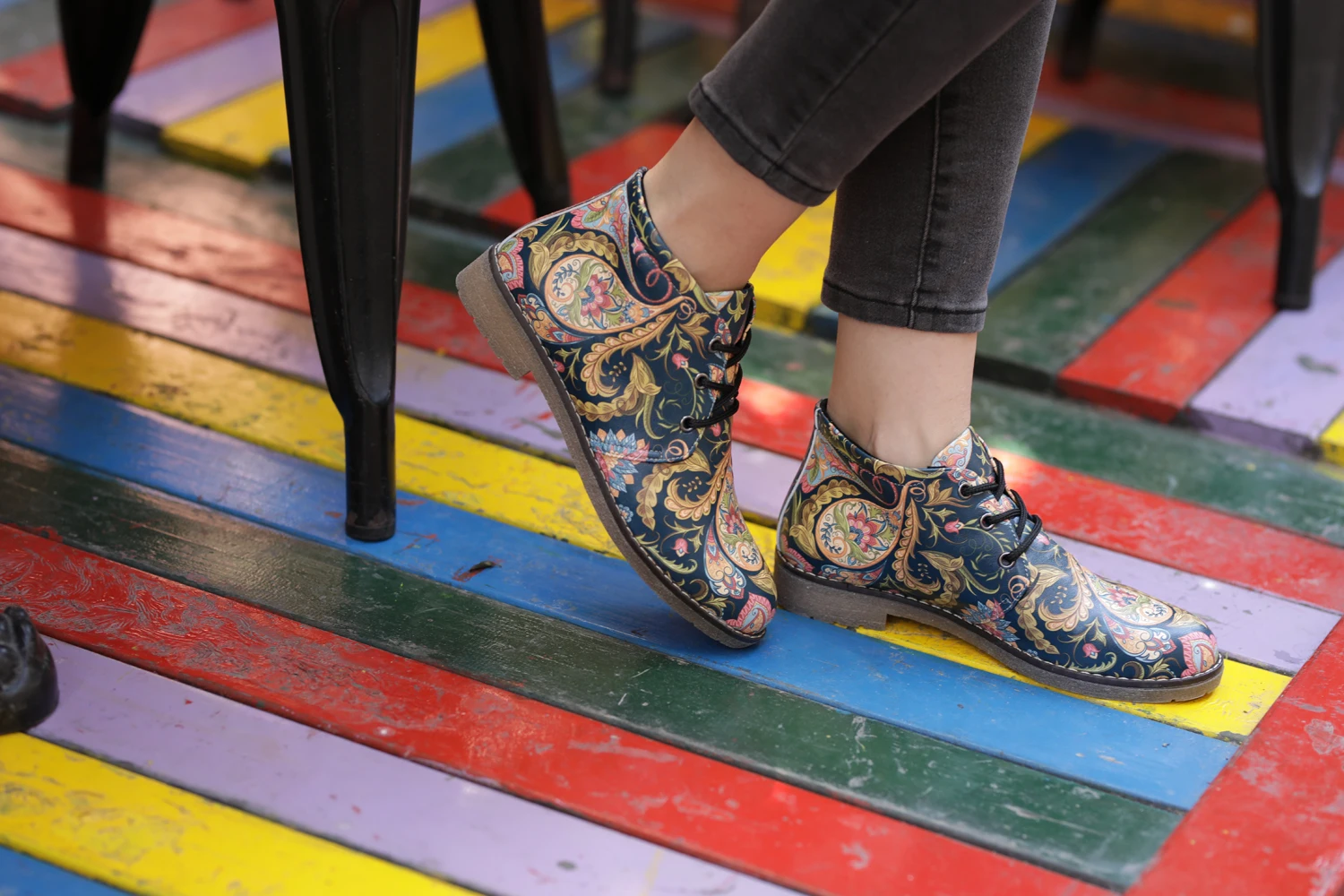 

Digital Edition Rainbow Printed Pattern Special Design Women Short Boots Ankle Boot Comfortable Shoes Casual lady