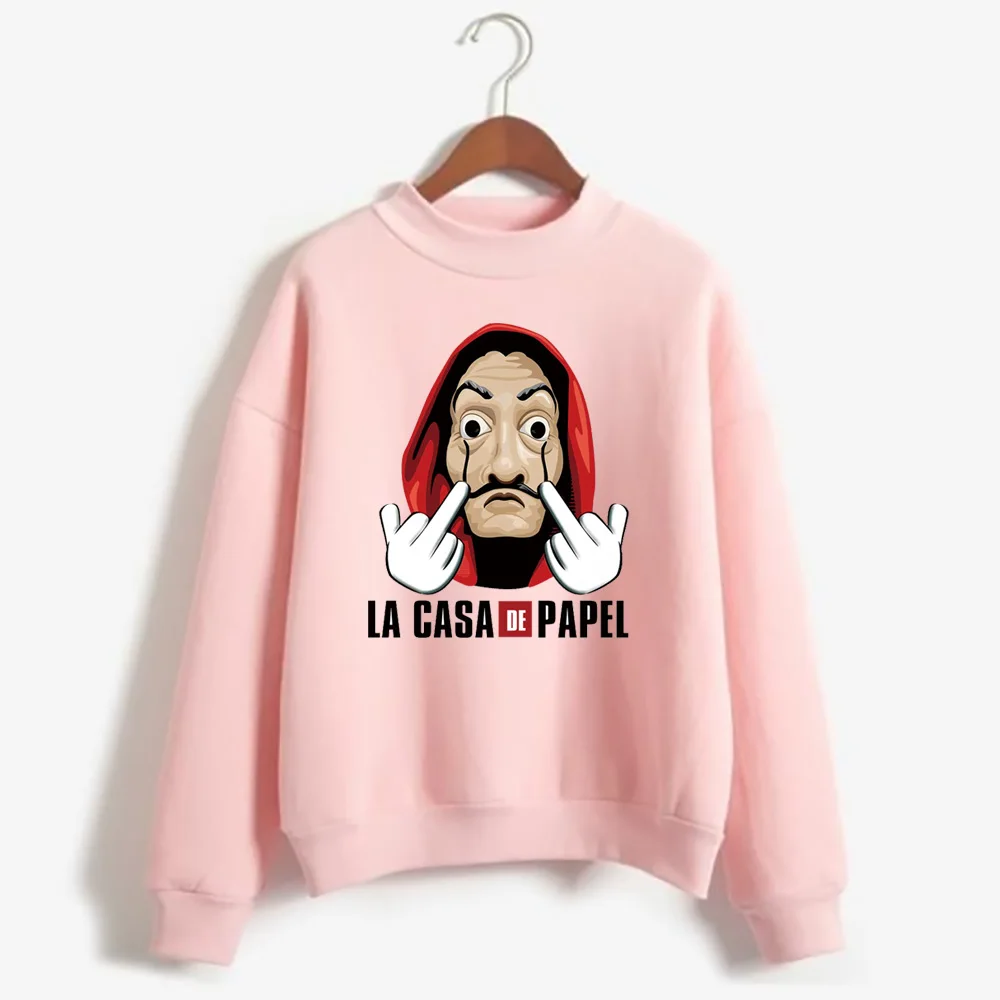 New Women Casual Pullover La Casa De Papel Print Hoodie Sweatshirt Tops Long Sleeve Round Neck Pullover Hoodie