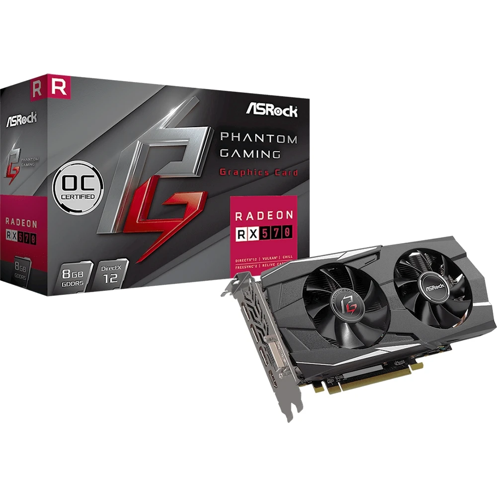 Видеокарта ASRock Phantom AMD Radeon RX 570 1320MHz 8192MB 7000MHz 256 bit RTL [PG D RADEON RX570 8G OC] | Компьютеры и офис