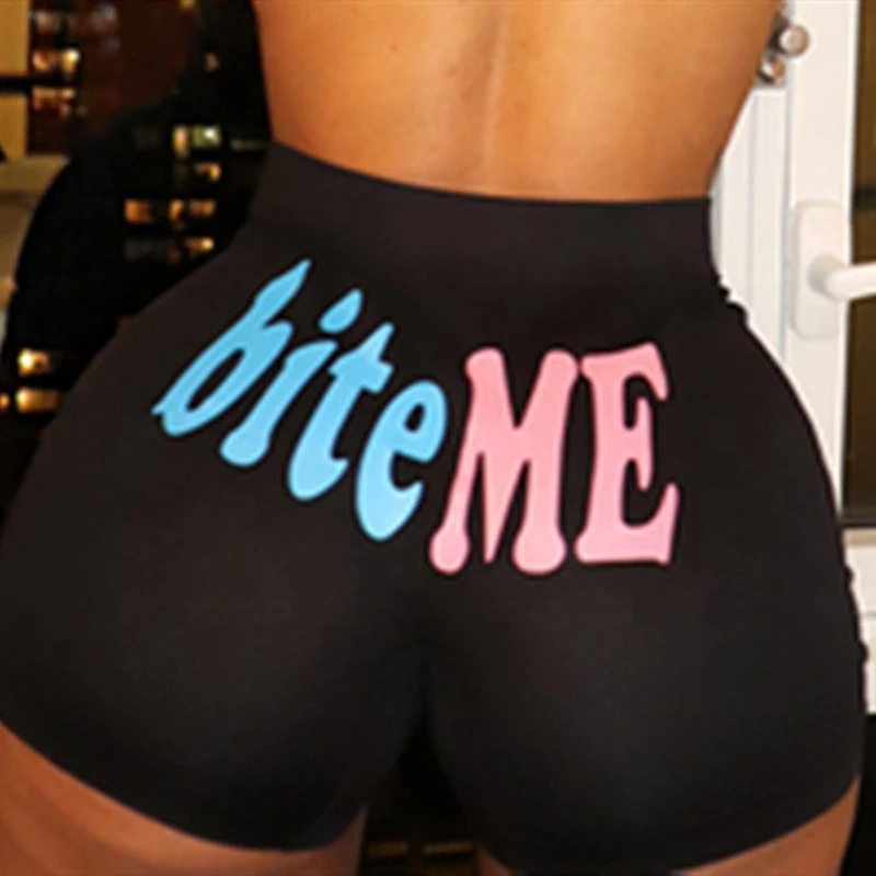 Шорты женские спортивные эластичные с высокой талией пикантное эластичное