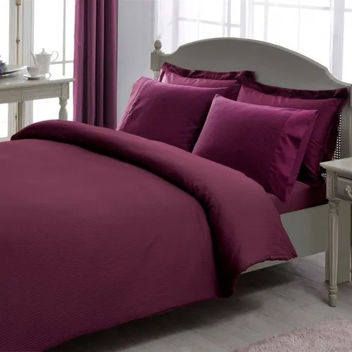 

Tac Premium Basic Stripe Double Duvet Cover Set Plum