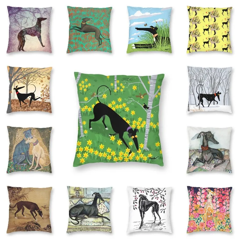 

Italian Greyhound Art Pillow Case 45x45cm Home Decor Daffodil Hound Nature Spring Cartoon Nordic Cushion Cover Soft Pillowcase