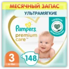 Подгузники Pampers Premium Care Размер 3, 6-10кг, 148 штук