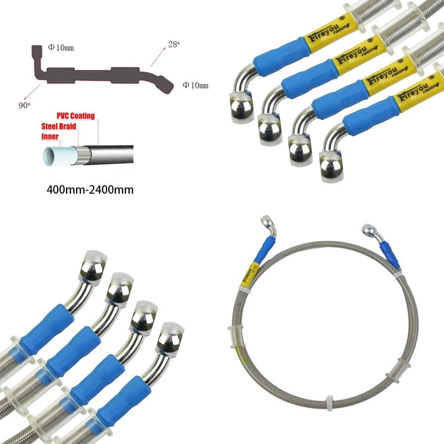 400 To 2400mm Motorcycle metal hoses brake hose Bike Braided Brake Hose Line Steel Hydraulic gas cable for motorcycle brake line