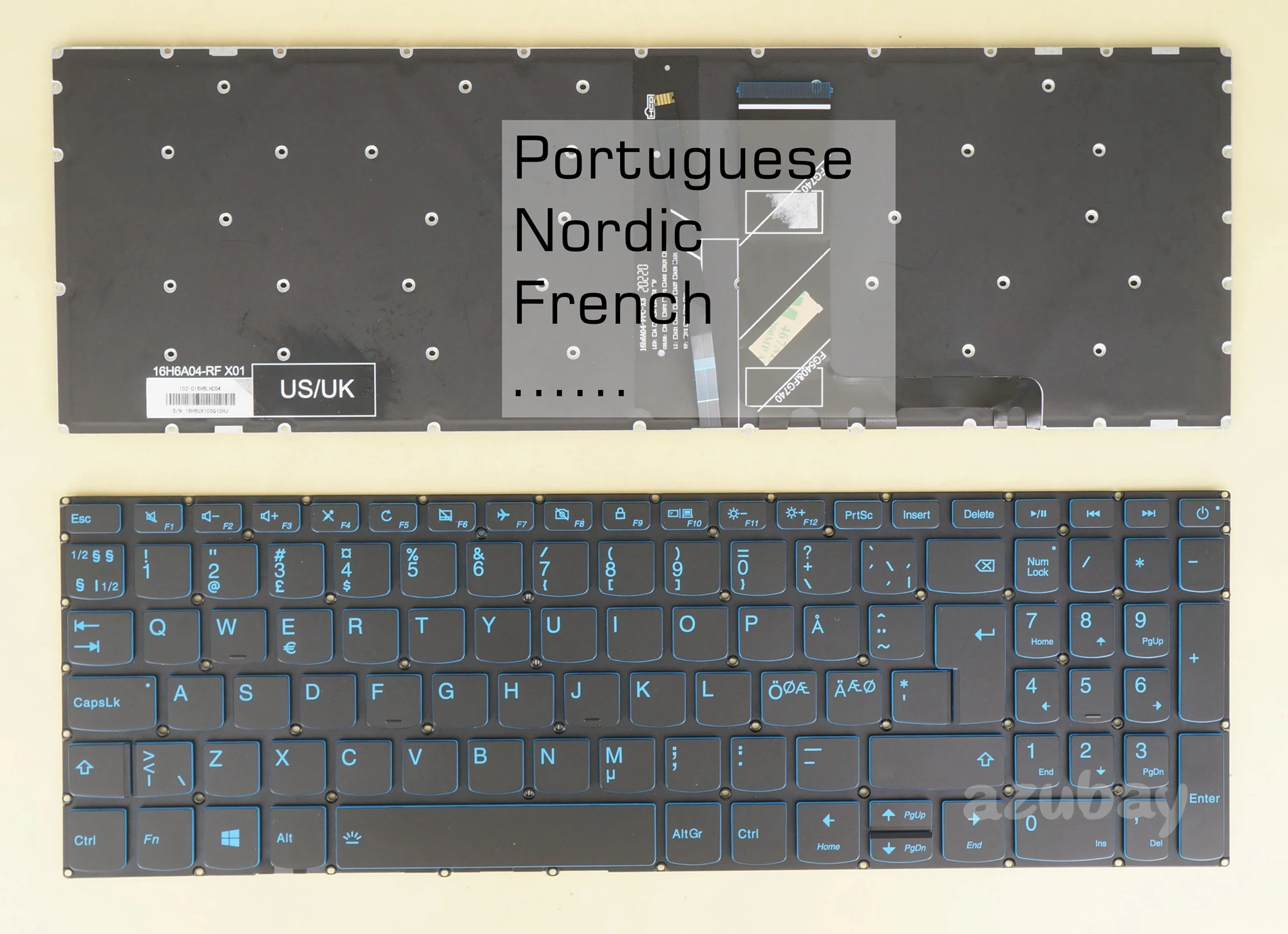 

Portuguese Nordic French Keyboard For Lenovo Ideapad L340-17IRH L340H-17IRH L340L-17IRH L340R-17IRH L340E-17IRH, Blue Backlit
