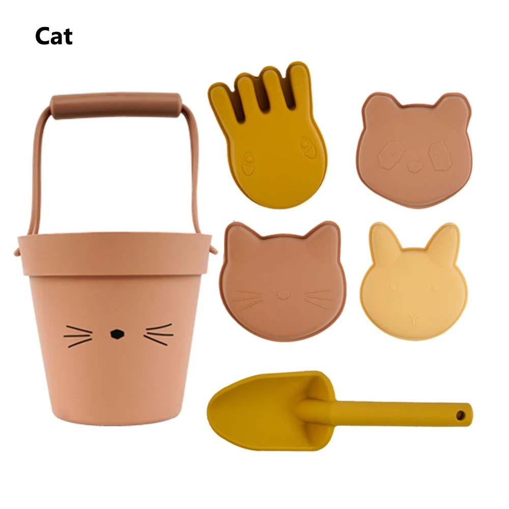 

Silicone Children Beach Toys 6 Pcs Kit Baby Summer Digging Sand Tool with Shovel Water Game Play Outdoor Toy Set Sandbox for Kid