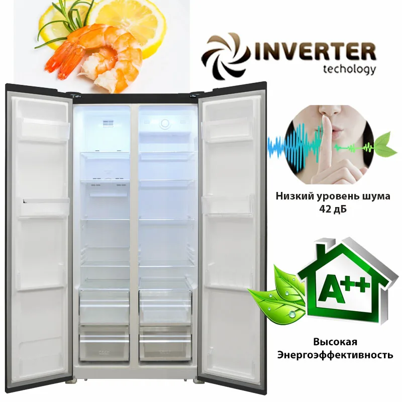 Инвертерный Холодильник Side-by-side RFS-480DX NFB inverter 2-х дверный экономичный расход