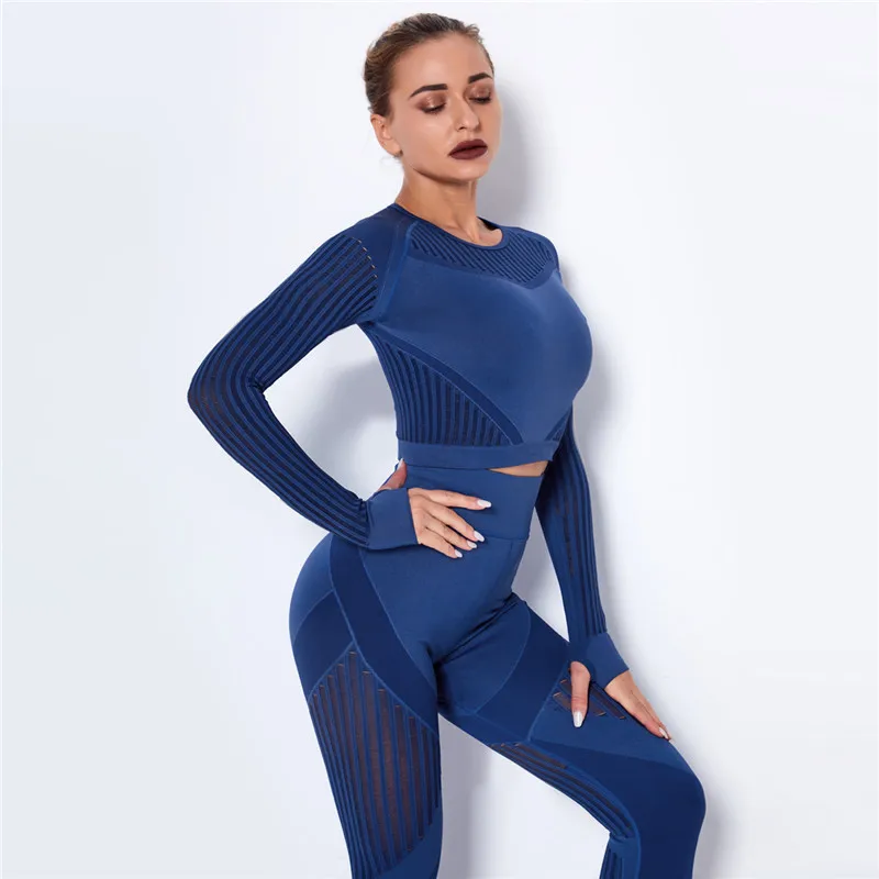 

HollowOutSeamlessYogaSetSportOutfitsWomenBlackTwo2PieceCropTopBraLeggingsWorkoutGymsuitFitnessSportSets