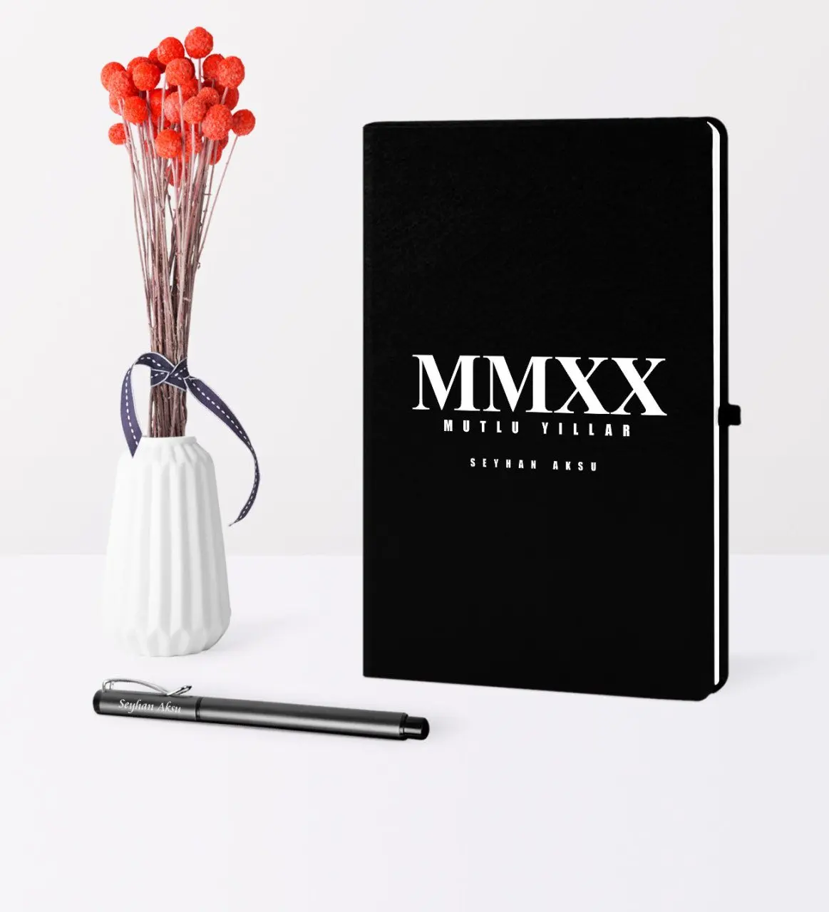 

Personalized Christmas 2020 Happy birthday Themed Black Notebook Pen Set-2