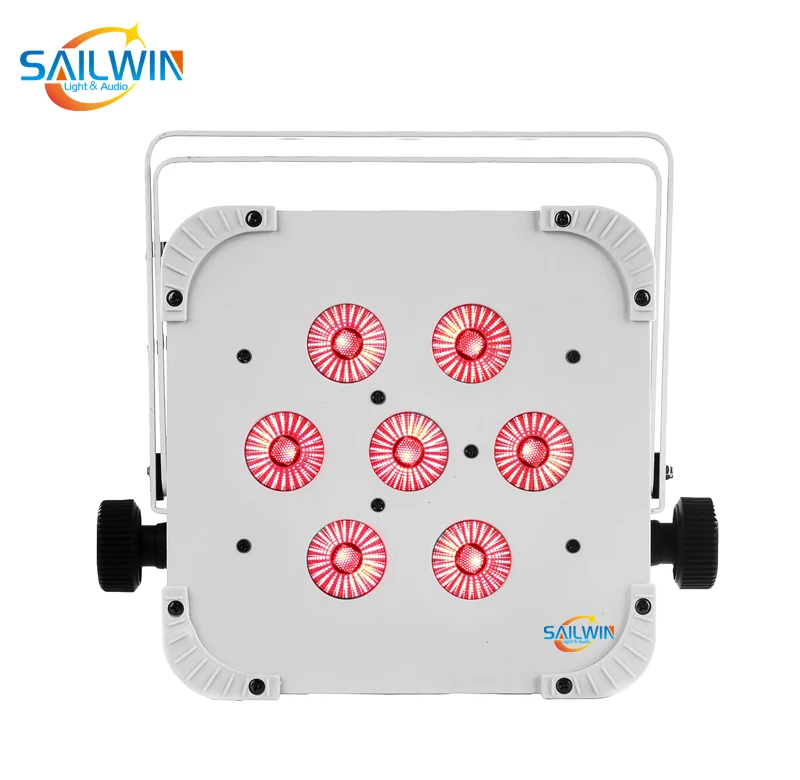 Белый корпус 7x18 Вт RGBWAU 6 в 1 dmx512 плоский светодиодный светильник par беспроводной