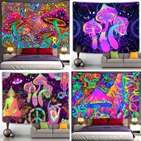 simsant psychedelic tapestry mushroom castle trippy style wall hanging living room home dorm oil painting gobelin decor 3d