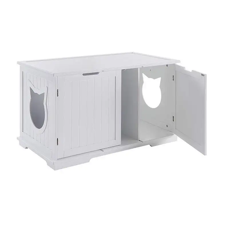 X-Large Cat Washroom Bench Litter Box Enclosure Furniture House with Table | Мебель