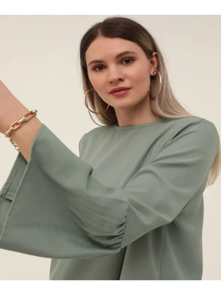 

Alia Handles Large Size Shirts Neck Tunic Advanced Flywheel Summer Slim Tops Women's Tops Fashion Muslim Hijab Turkey