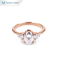 tianyu gems 7x5mm oval moissanite women rings 14k18kpt950 jewelry 3mm round def diamond real rose gold wedding engagement ring