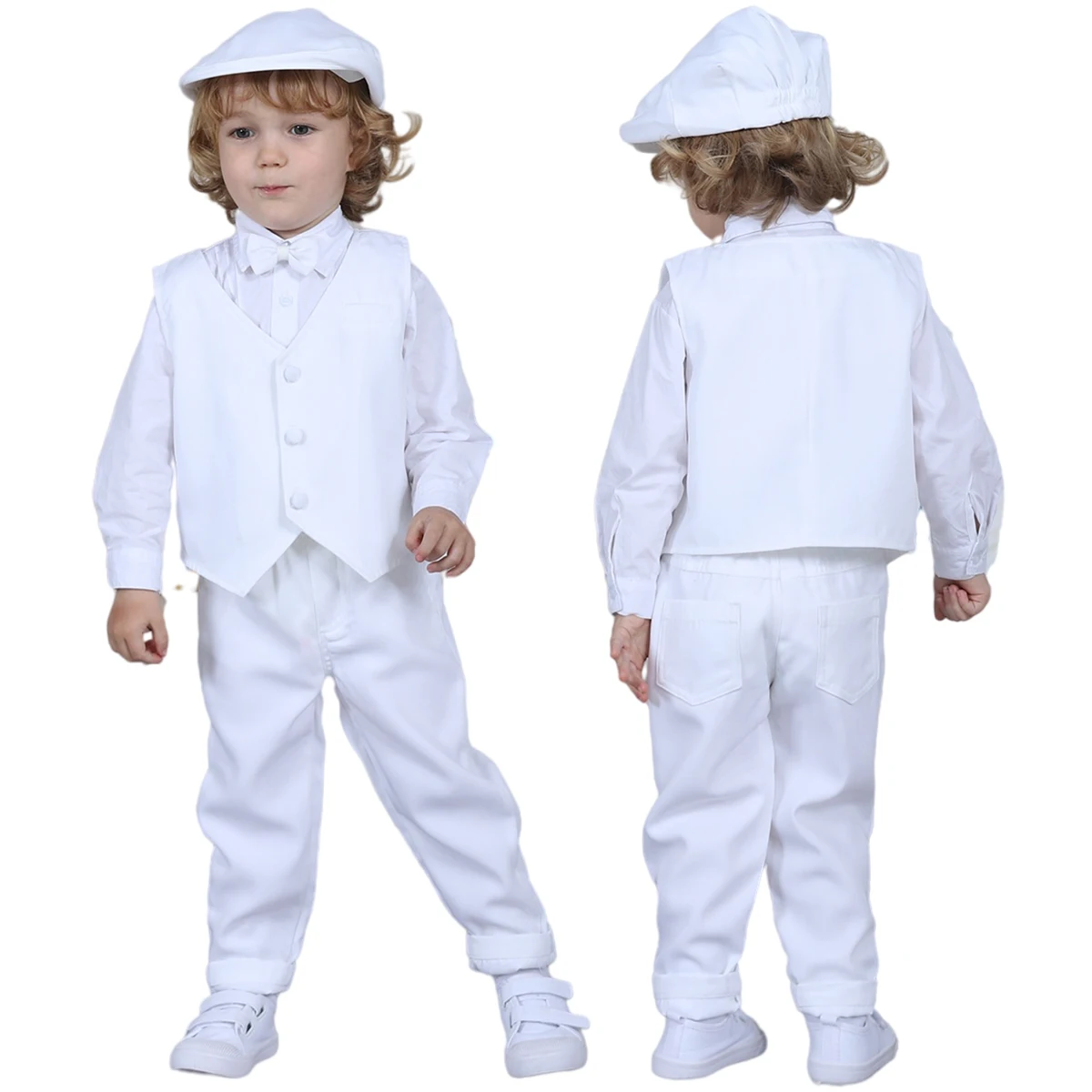 Baby Boy Baptism Formal Outfit Toddler Gentleman Party Clothing Set Infant Wedding Christmas Xmas Birthday Clothes Bow Tie 3PCS