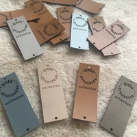 40pcs handmade labels with rivets personalised brand logo leather tags for knitting crochet sew on clothing blanket diy label