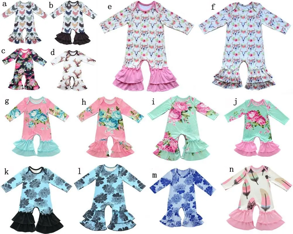 Оптовая цена хлопковый комбинезон с оборками Рождественский детский наряд для