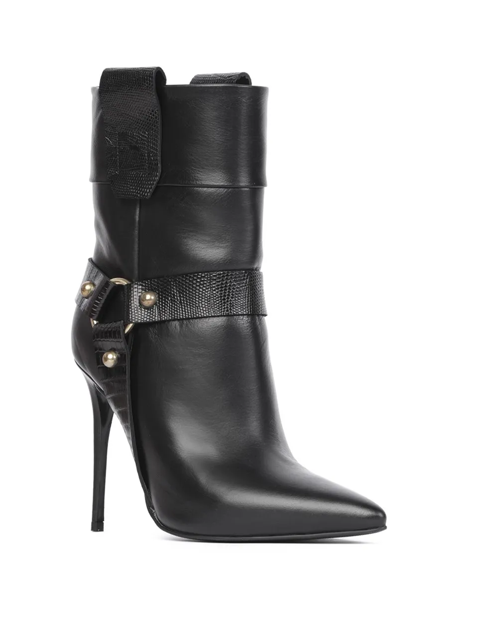 

İLVİ Loka Women's Heeled Boot Black Leather - Black Print
