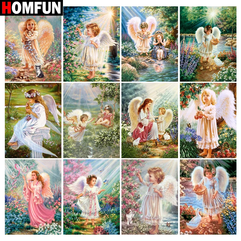 

Картина Стразы HOMFUN, Хрустальный декор, алмазная живопись «little angel girl», 3D вышивка крестиком, узор, алмазная вышивка