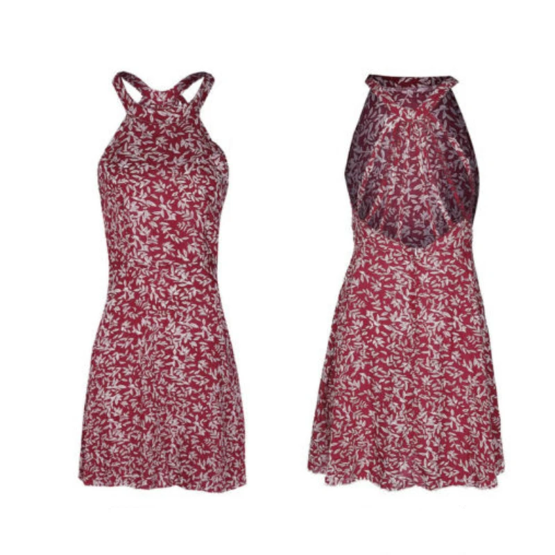 Женское мини платье с открытыми плечами принтом|Женские платья| |