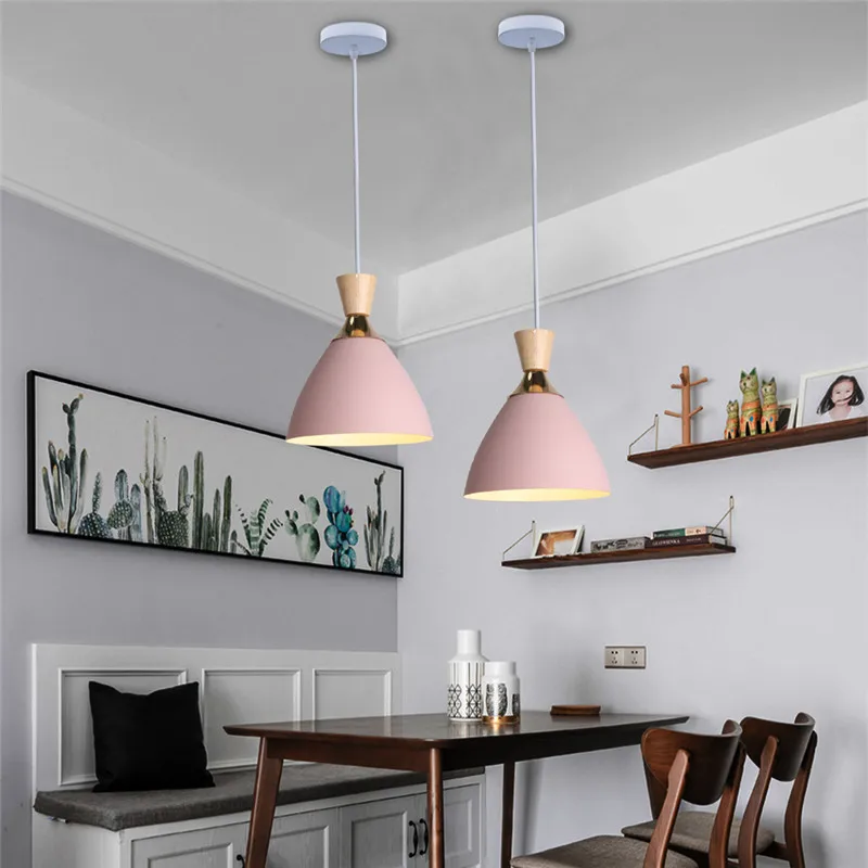 

Modern Pendant Lights E27 LED Multicolour Pendant Lamp For Restaurant Living Room Bedroom Wood Kitchen Light Fixtures